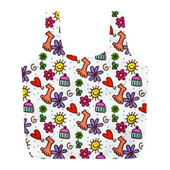 Cute Doodle Wallpaper Pattern Full Print Recycle Bags (l)  by BangZart