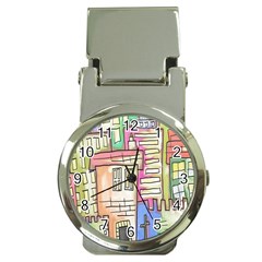 A Village Drawn In A Doodle Style Money Clip Watches by BangZart