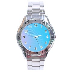 Background Graphics Lines Wave Stainless Steel Analogue Watch by BangZart