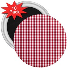 Usa Flag Red Blood Large Gingham Check 3  Magnets (10 Pack)  by PodArtist