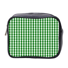Christmas Green Velvet Large Gingham Check Plaid Pattern Mini Toiletries Bag 2-side by PodArtist