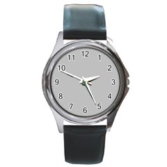 Solid Christmas Silver Round Metal Watch by PodArtist