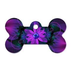 Beautiful Ultraviolet Lilac Orchid Fractal Flowers Dog Tag Bone (two Sides) by jayaprime