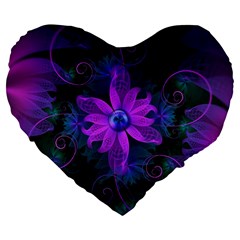 Beautiful Ultraviolet Lilac Orchid Fractal Flowers Large 19  Premium Flano Heart Shape Cushions by jayaprime