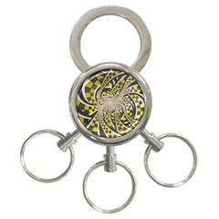 Liquid Taxi Cab, A Yellow Checkered Retro Fractal 3-ring Key Chains by jayaprime