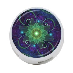 Glowing Blue-green Fractal Lotus Lily Pad Pond 4-port Usb Hub (two Sides)  by jayaprime