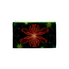 Beautiful Red Passion Flower In A Fractal Jungle Cosmetic Bag (xs) by jayaprime