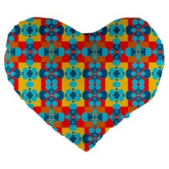 Pop Art Abstract Design Pattern Large 19  Premium Flano Heart Shape Cushions by BangZart