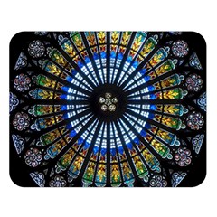 Stained Glass Rose Window In France s Strasbourg Cathedral Double Sided Flano Blanket (large)  by BangZart