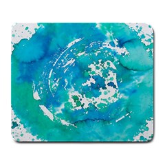 Blue Watercolors Circle                          Large Mousepad by LalyLauraFLM