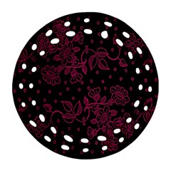 Pink Floral Pattern Background Wallpaper Round Filigree Ornament (two Sides) by BangZart