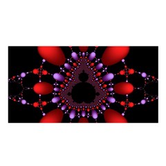 Fractal Red Violet Symmetric Spheres On Black Satin Shawl by BangZart