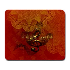 Golden Clef On Vintage Background Large Mousepads by FantasyWorld7