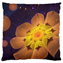 Beautiful Violet & Peach Primrose Fractal Flowers Large Cushion Case (one Side) by jayaprime