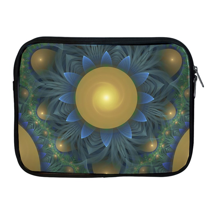 Beautiful Orange & Blue Fractal Sunflower of Egypt Apple iPad 2/3/4 Zipper Cases