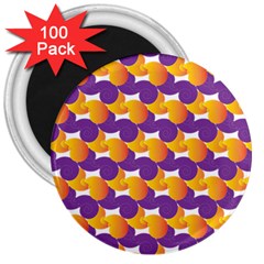 Purple And Yellow Abstract Pattern 3  Magnets (100 Pack)