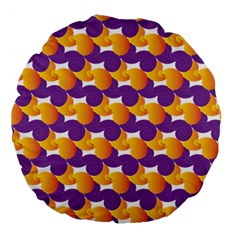 Purple And Yellow Abstract Pattern Large 18  Premium Flano Round Cushions
