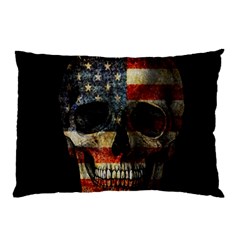 American Flag Skull Pillow Case (two Sides) by Valentinaart