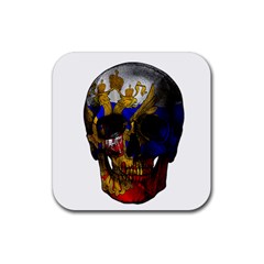 Russian Flag Skull Rubber Coaster (square)  by Valentinaart