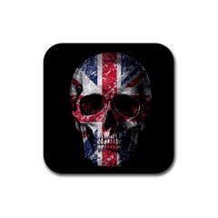 Uk Flag Skull Rubber Coaster (square)  by Valentinaart