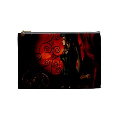 Steampunk, Wonderful Steampunk Lady In The Night Cosmetic Bag (medium)  by FantasyWorld7