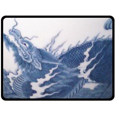 Blue Chinese Dragon Double Sided Fleece Blanket (large)  by paulaoliveiradesign