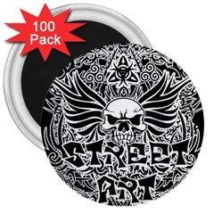 Tattoo Tribal Street Art 3  Magnets (100 Pack) by Valentinaart