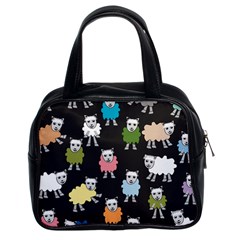 Sheep Cartoon Colorful Black Pink Classic Handbags (2 Sides) by BangZart