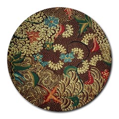 Traditional Batik Art Pattern Round Mousepads by BangZart