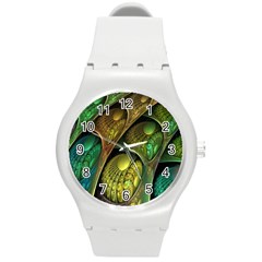 Psytrance Abstract Colored Pattern Feather Round Plastic Sport Watch (m)