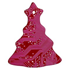 Pink Circuit Pattern Christmas Tree Ornament (two Sides) by BangZart