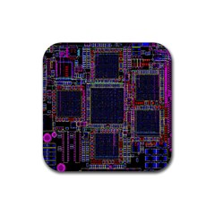 Cad Technology Circuit Board Layout Pattern Rubber Coaster (square)  by BangZart