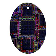 Cad Technology Circuit Board Layout Pattern Oval Ornament (two Sides) by BangZart