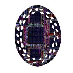 Cad Technology Circuit Board Layout Pattern Oval Filigree Ornament (two Sides) by BangZart