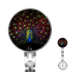 Beautiful Peacock Feather Stainless Steel Nurses Watch by BangZart