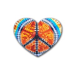 Tie Dye Peace Sign Rubber Coaster (heart)  by BangZart
