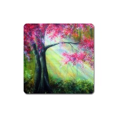 Forests Stunning Glimmer Paintings Sunlight Blooms Plants Love Seasons Traditional Art Flowers Sunsh Square Magnet by BangZart