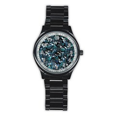 Old Spiderwebs On An Abstract Glass Stainless Steel Round Watch by BangZart