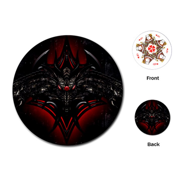 Black Dragon Grunge Playing Cards (Round) 