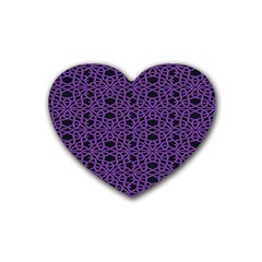 Triangle Knot Purple And Black Fabric Rubber Coaster (heart)  by BangZart