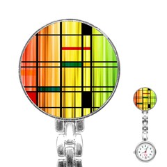 Line Rainbow Grid Abstract Stainless Steel Nurses Watch by BangZart