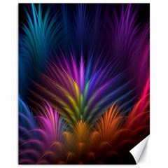 Colored Rays Symmetry Feather Art Canvas 11  X 14   by BangZart