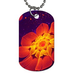 Royal Blue, Red, And Yellow Fractal Gerbera Daisy Dog Tag (two Sides) by jayaprime