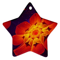 Royal Blue, Red, And Yellow Fractal Gerbera Daisy Star Ornament (two Sides) by jayaprime