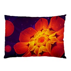 Royal Blue, Red, And Yellow Fractal Gerbera Daisy Pillow Case by jayaprime