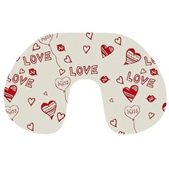 Pattern Hearts Kiss Love Lips Art Vector Travel Neck Pillows by BangZart