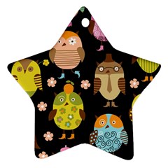 Cute Owls Pattern Star Ornament (two Sides) by BangZart
