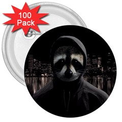 Gangsta Raccoon  3  Buttons (100 Pack) 