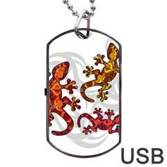 Ornate Lizards Dog Tag Usb Flash (one Side) by Valentinaart