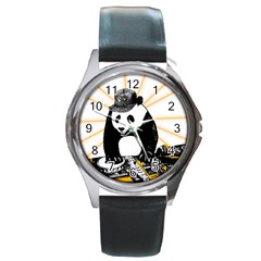 Deejay Panda Round Metal Watch by Valentinaart